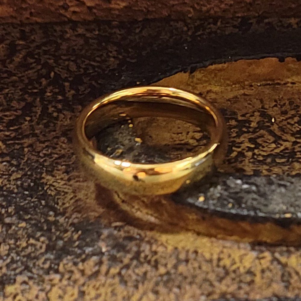 Men's Gold Tungsten Wedding Ring Band - Gold Wedding Ring For Him - Picture 6 of 8